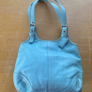 Y2K Coach Sky Blue Leather Shoulder Bag Soho Slim Shoulder Bag